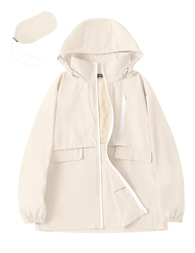 Women's Lightweight Waterproof Running Rain Jacket with Hood