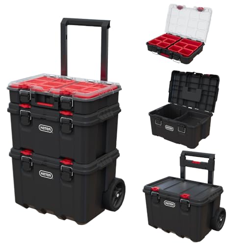 Stackable Rolling Tool Box System with Small Parts Organizer