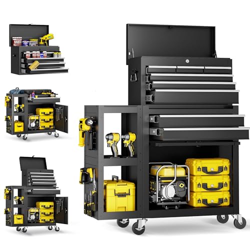 8-Drawer Rolling Tool Chest with Detachable Top Box and Lock