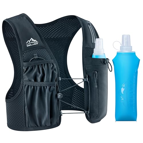 Zelvot Lightweight Adjustable Running Hydration Vest with 500ml Soft Flask