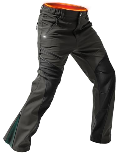 Men's Waterproof Fleece-Lined Snow Ski Pants with Zippered Ankles