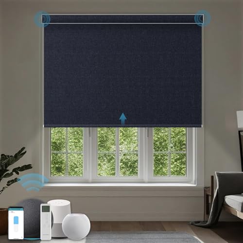 WEFFORT Motorized Blackout Roller Shade with Smart Home Compatibility