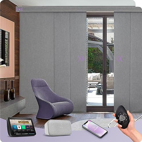 Motorized Blackout Sliding Panel Blinds with Smart Home Compatibility