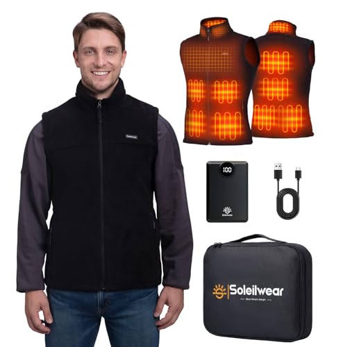Men's Heated Fleece Vest with 9-Zone Heating and 12000mAh Battery