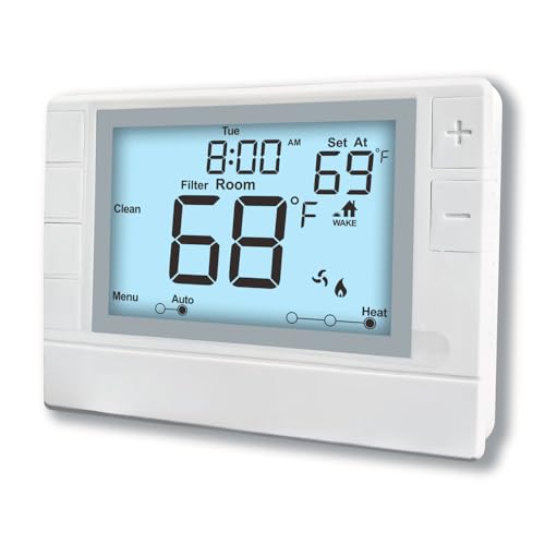 Programmable Thermostat for Multi-Stage HVAC Systems with Backlit Display