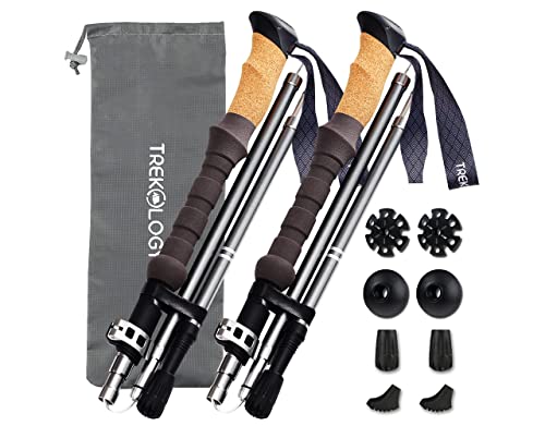 Lightweight Adjustable Folding Trekking Poles with Cork Grip