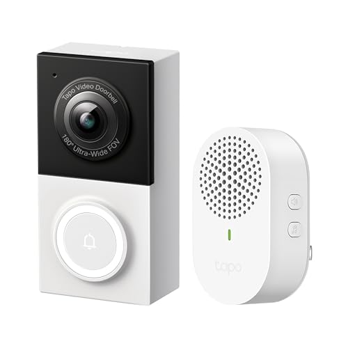 Tapo 2K Wired Smart Video Doorbell with 180 Wide View and Color Night Vision