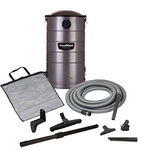 Wall-Mounted Garage Vacuum with 30 ft Hose and Accessories