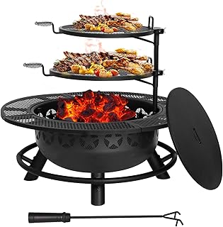 Hykolity 35 Inch Fire Pit with Grate