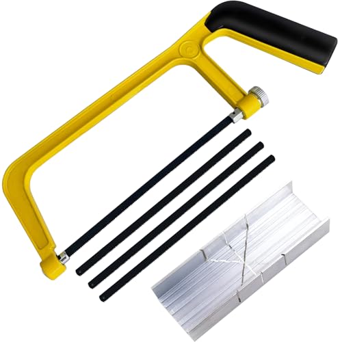 Mini Aluminum Miter Box with Fine Cut Saw and Replacement Blades