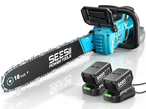 Seesii 40V 18-Inch Cordless Chainsaw with 2x 5Ah Batteries
