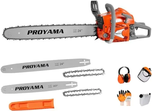 PROYAMA 68CC Gas Chainsaw with 20 and 24 Inch Bars