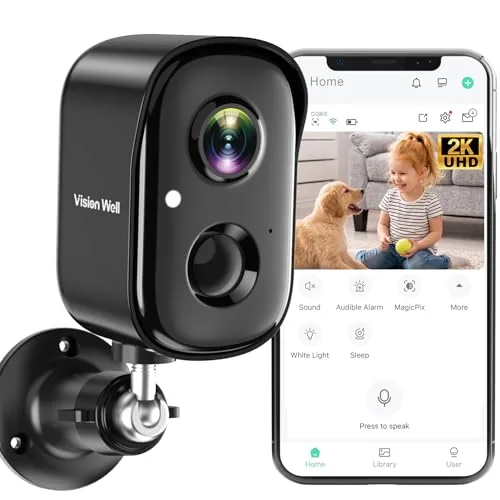 VISION WELL 2K Wireless Battery Security Camera Jet Black