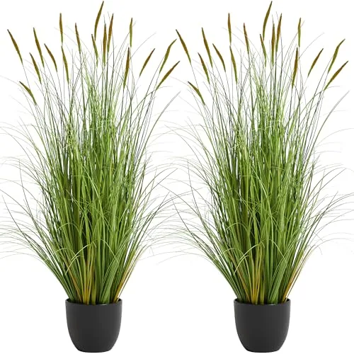 KOL 4ft Artificial Cattail Reed Grass 2-Pack