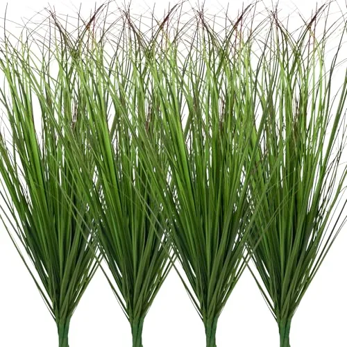 LUZOGA 12Pcs Faux Tall Grass Stems Green Red Tail