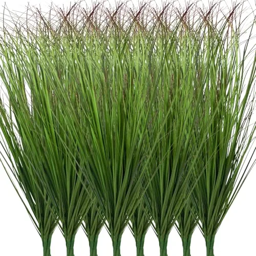 LUZOGA 24-Pack Artificial Tall Grass Stems Green Red Tail
