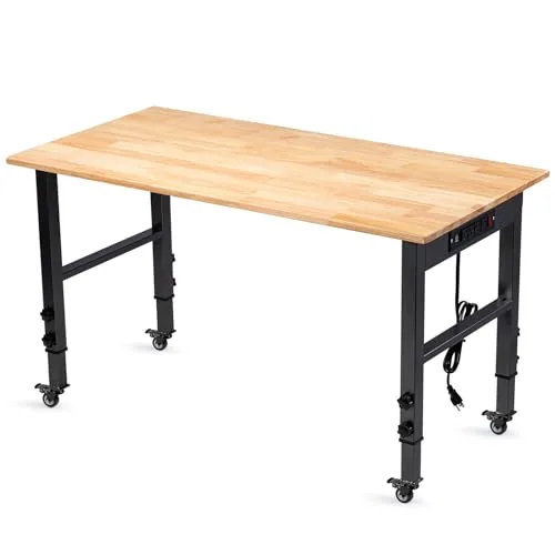 GVGBUK 48in Adjustable Workbench with Wheels and Power Strip