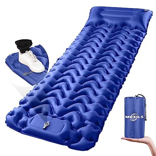 MOXILS Ultralight Inflatable Sleeping Pad with Built-in Pump