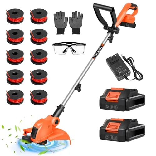 HortiHub Cordless String Trimmer Dual-Battery 12-Inch Cut