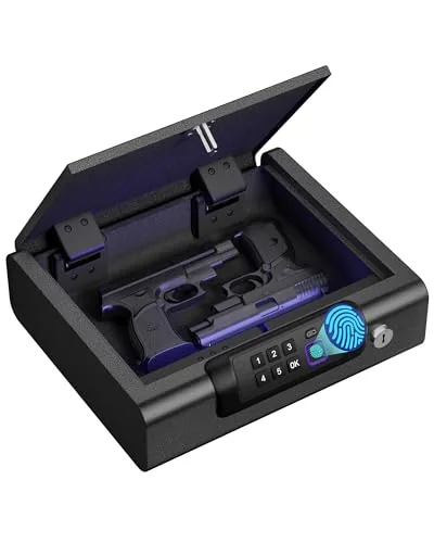 BILLCONCH Biometric Fingerprint Pistol Safe with LED Interior