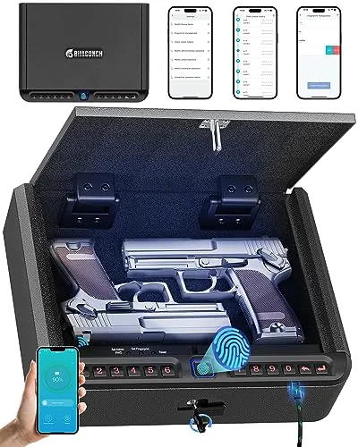 BILLCONCH Handgun Safe Fingerprint App and Keypad