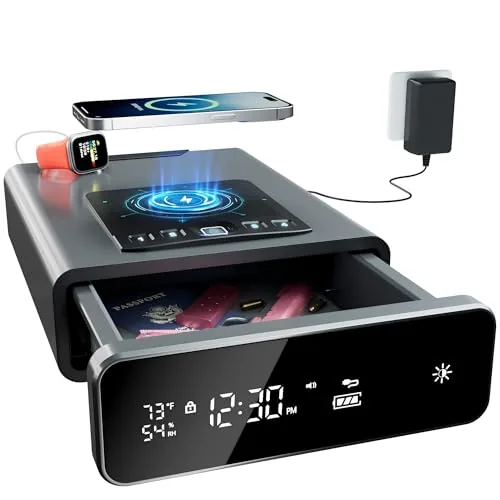 Mboko Biometric Bedside Gun Safe with Wireless Charging
