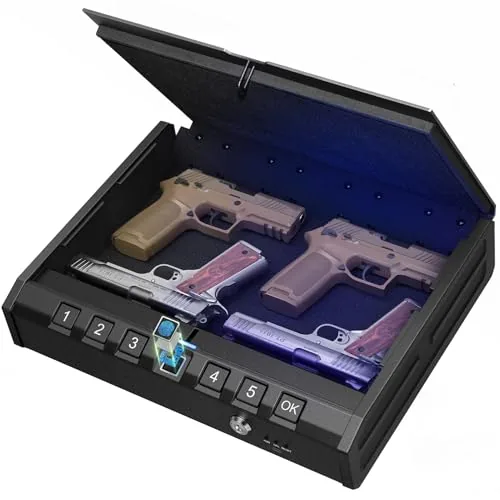 ONNAIS Large Biometric Gun Safe 4-Handgun Capacity