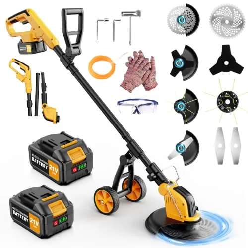 Lemolifys 4-in-1 Cordless Weed Eater with Wheel 20000RPM
