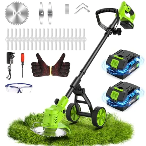 Lemolifys 4-in-1 Cordless Weed Trimmer with Wheel