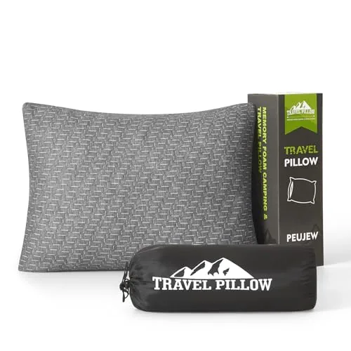 PEUJEW Shredded Memory Foam Compact Travel Pillow 12x16in