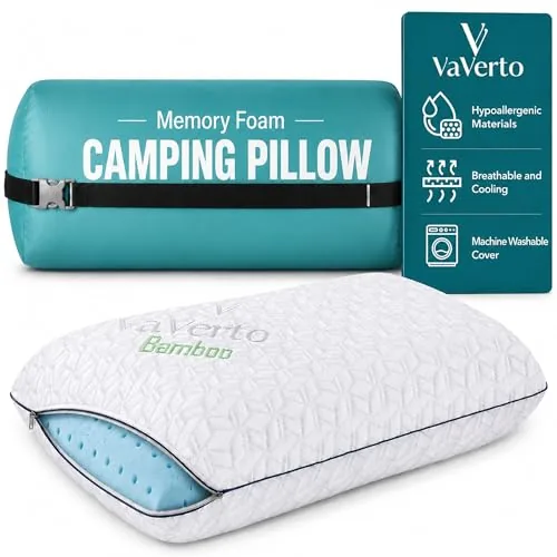 Vaverto Gel-Infused Memory Foam Camping Travel Pillow