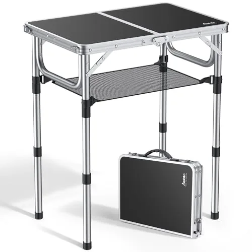Anbte 24x16in Folding Camp Table 3-Height Adjustable