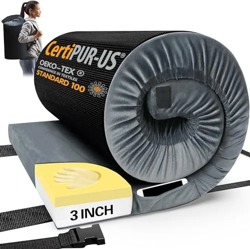 CYMULA Memory Foam Roll-Up Camping Mattress 3in