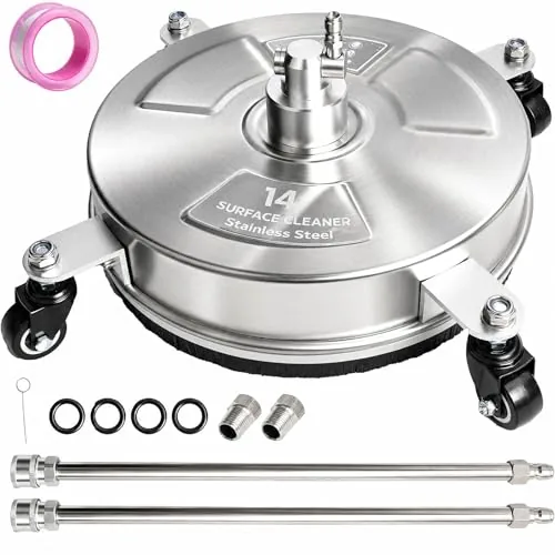Hourleey 14in Stainless Steel Pressure Washer Surface Cleaner