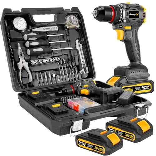 AwxryoX 20V Brushless Compact Drill 135-Piece Combo Kit