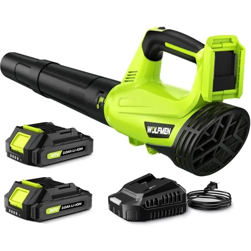 WOLFMEN Cordless Leaf Blower 2-Battery Bundle 450CFM