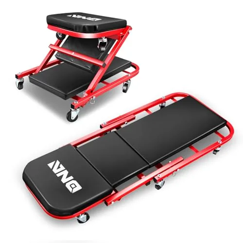 DNA MOTORING 40-Inch 2-in-1 Creeper and Seat Red