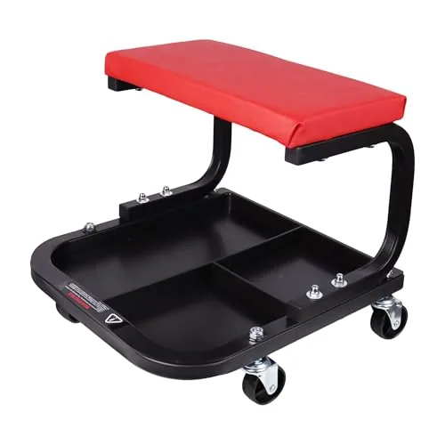 QCUNMAG Rolling Mechanic Stool with Tool Tray, 250 LBS