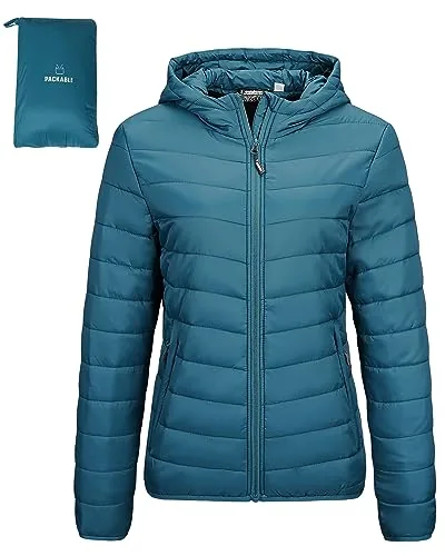 Outdoor Ventures Women's Packable Puffer Jacket with Hood