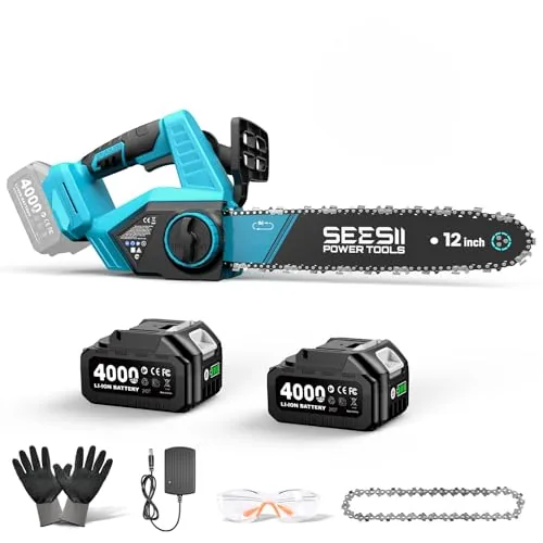 Seesii 12-Inch Cordless Chainsaw Brushless 1200W