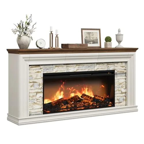QUW 70-inch Fireplace TV Stand for TVs up to 80 inches