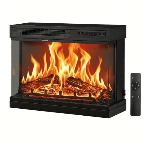 VINGLI 24" 3-Sided Electric Fireplace Insert Wall Mount