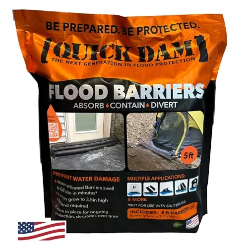 Quick Dam 5ft Water-Activated Flood Barrier 2-Pack