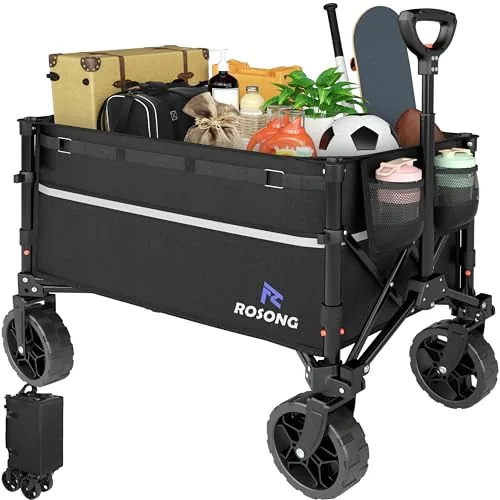 ROSONG 120L Collapsible Utility Wagon with Detachable Wheels