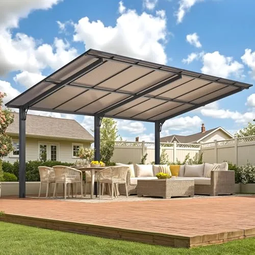 AECOJOY 16x10 ft Lean-To Hardtop Pergola Carport