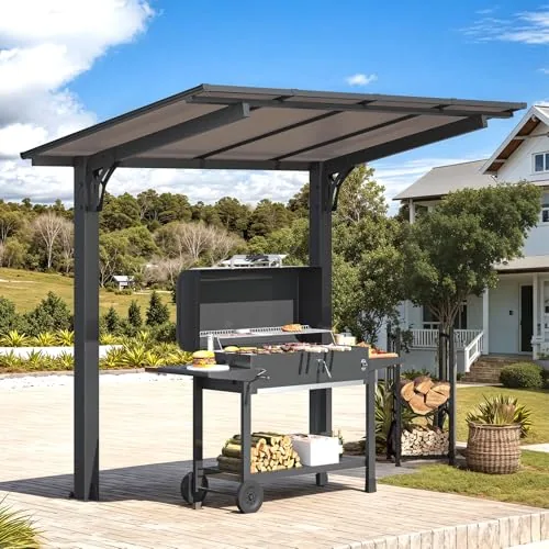 AECOJOY 8x5 Lean-To Hardtop Grill Gazebo Freestanding