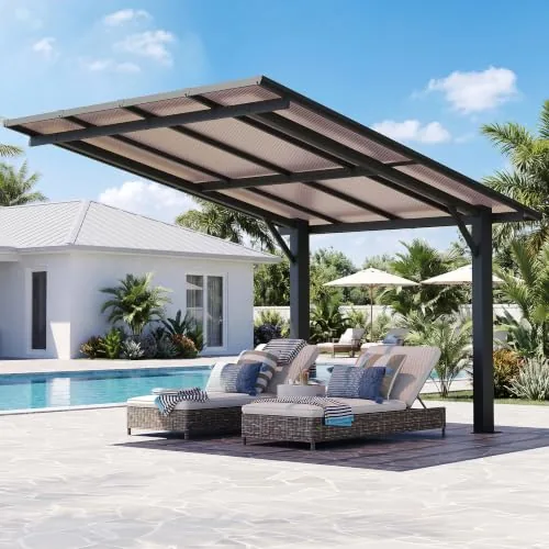 Aoxun 8x10 Freestanding Gazebo Hard Top Black