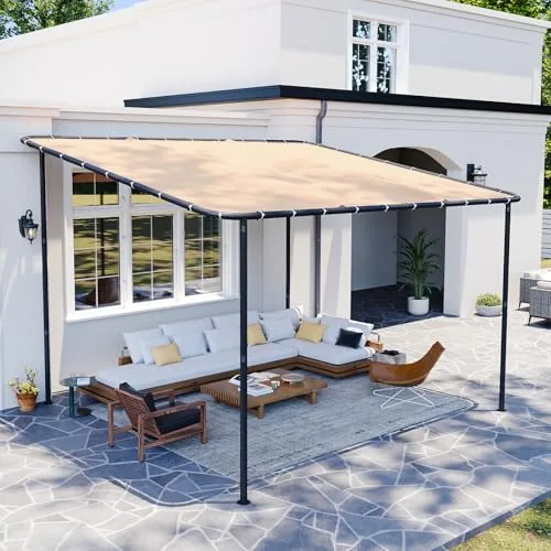 Breezestival 10x12 Lean-To Pergola with UPF50+ Sloped Roof