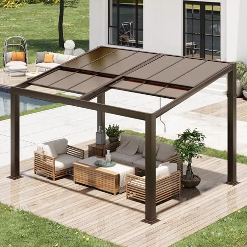 HOMMOW 10x13 Pergola with Adjustable Polycarbonate Roof