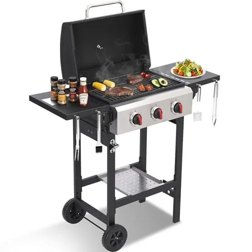 IdeaMaxx 3-Burner Propane Grill with Cast Iron Grates